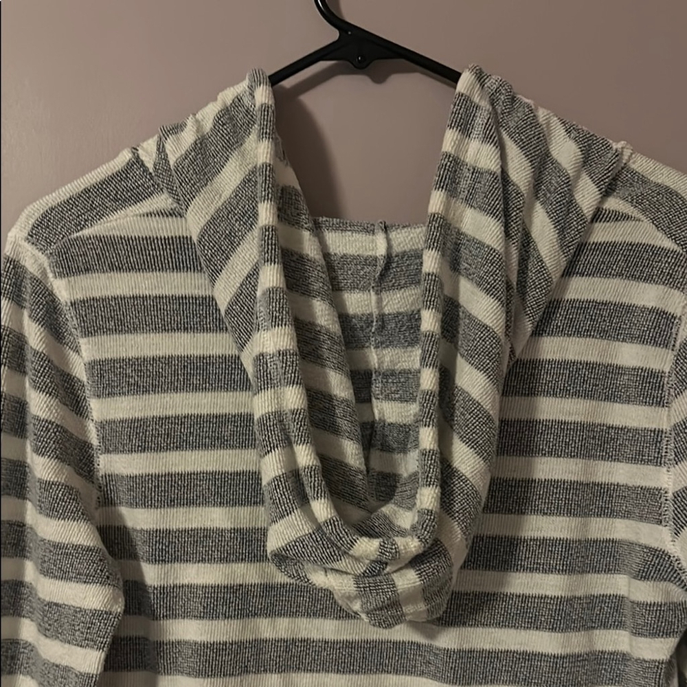 Billabong Striped Hoodie Gray White Pullover Surf Style S - Picture 6 of 6